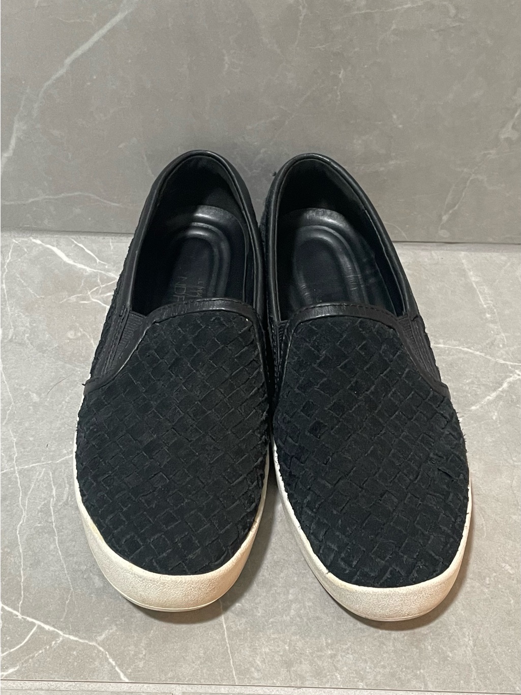 Cole Haan Women's Black Woven Slip-On Flats Round Toe Leather Size 8.5 B